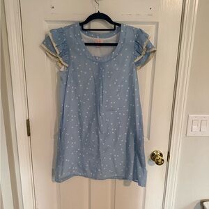 Persifor Light Blue Polka Dot Ruffle Sleeve Dress – XS